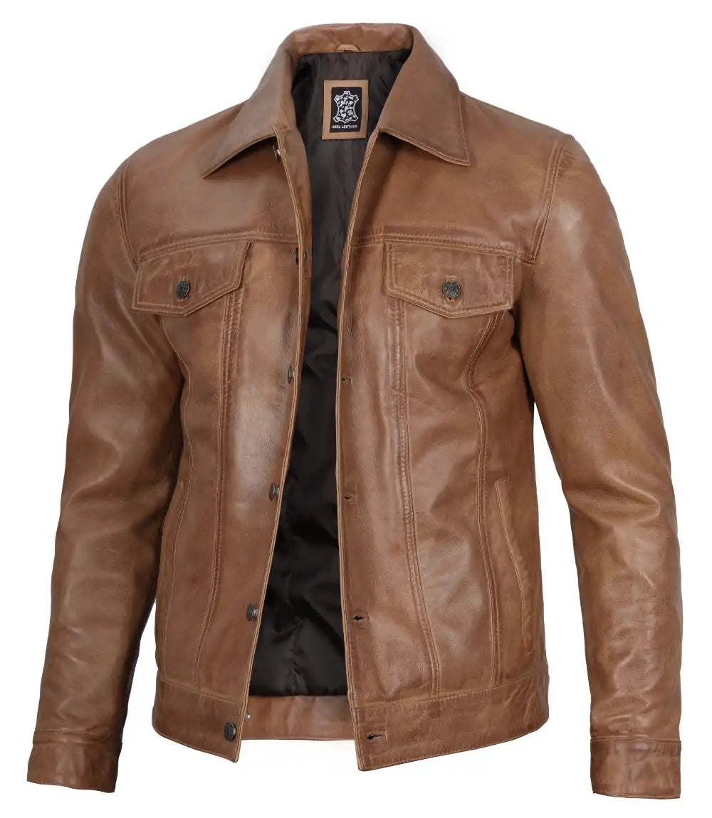 Men's Trucker Leather Jacket