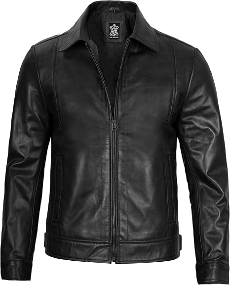Genuine Leather Shirt Collar Jacket for Men