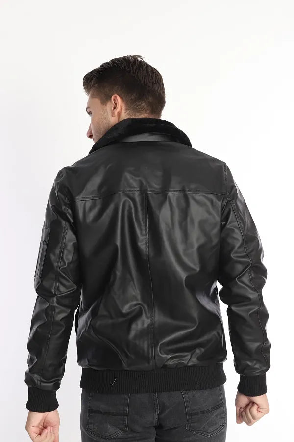 Men's Leather Flight Bomber Jacket