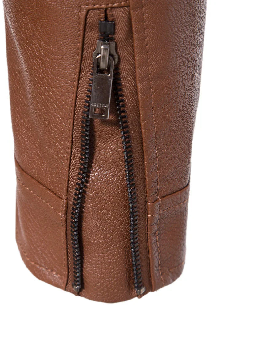 Stylish Leather Jacket for Men with Zip Pockets