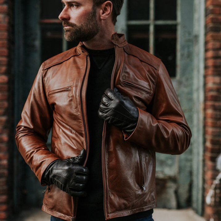 Elegance Brown Biker Leather Jacket