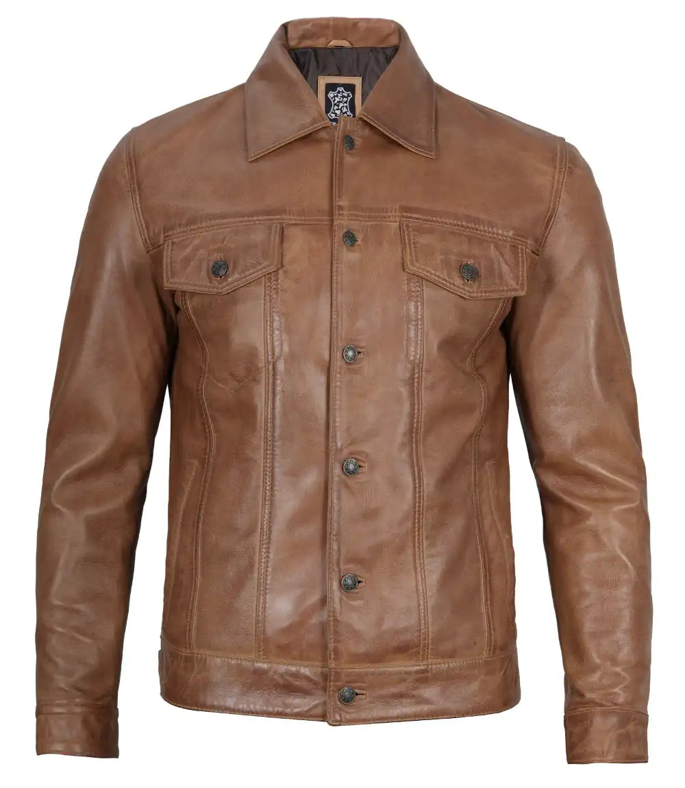 Men's Trucker Leather Jacket