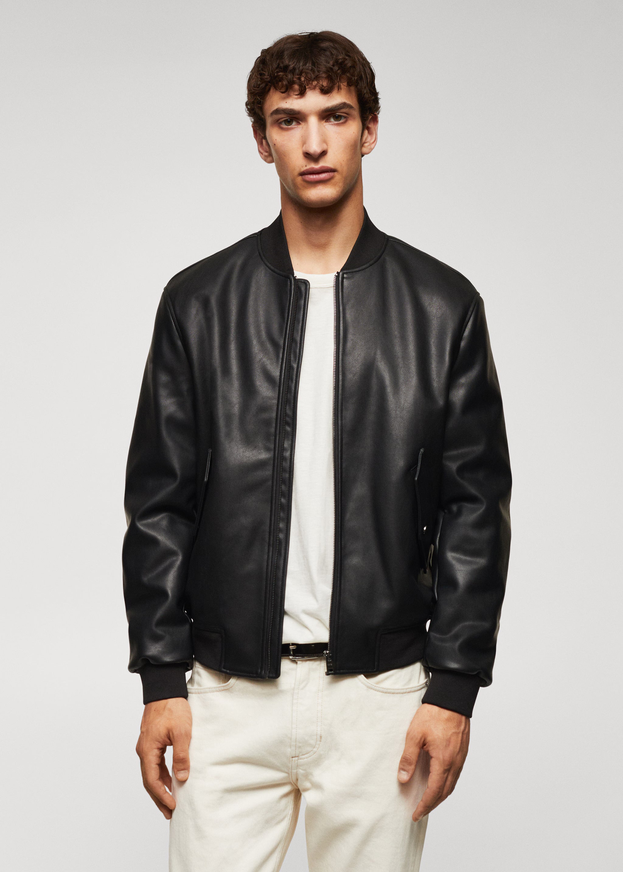 Men’s Black Bomber Leather Jacket