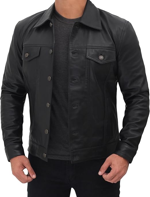 Men's Trucker Leather Jacket