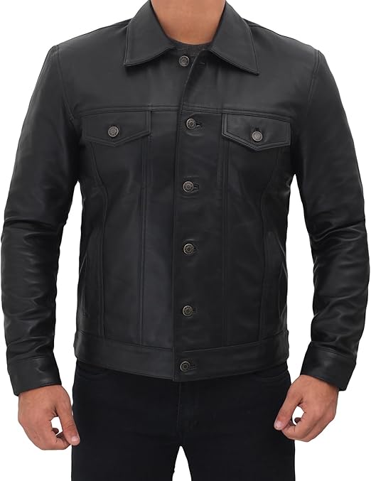 Men's Trucker Leather Jacket