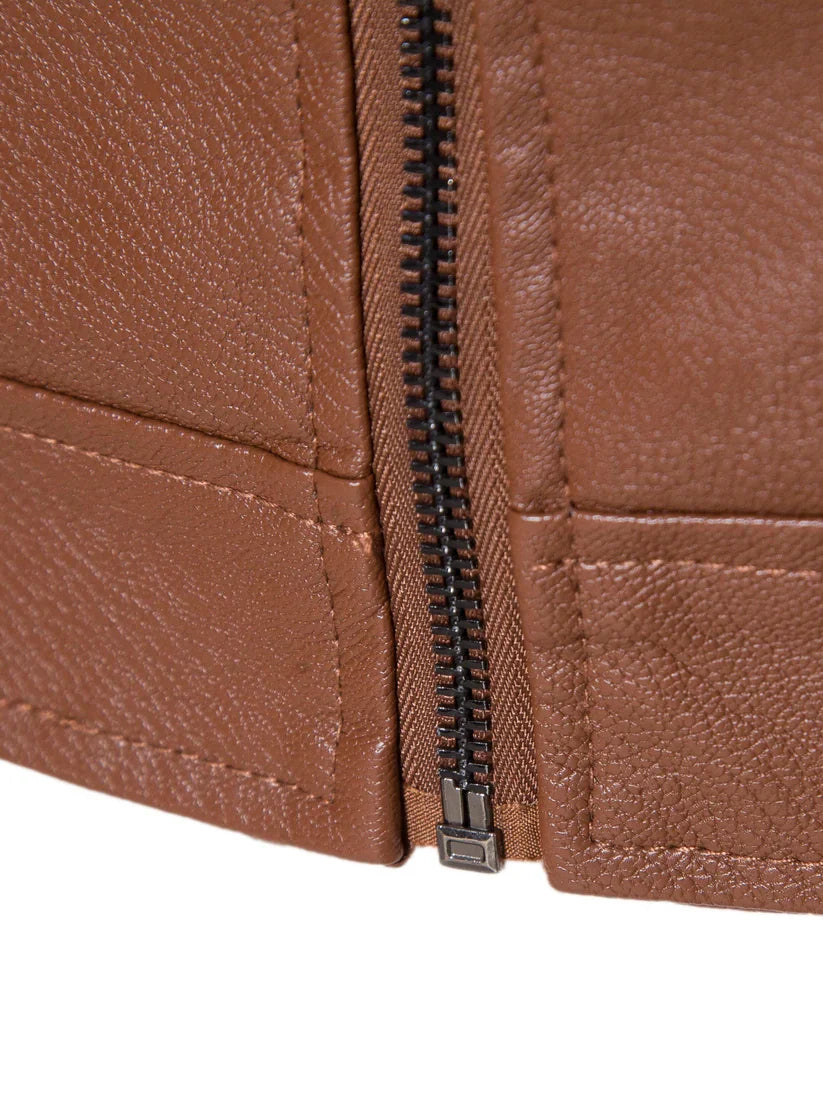 Stylish Leather Jacket for Men with Zip Pockets