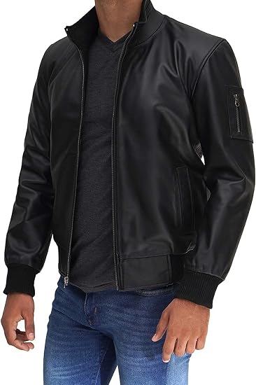 Leather Bomber Jackets Black
