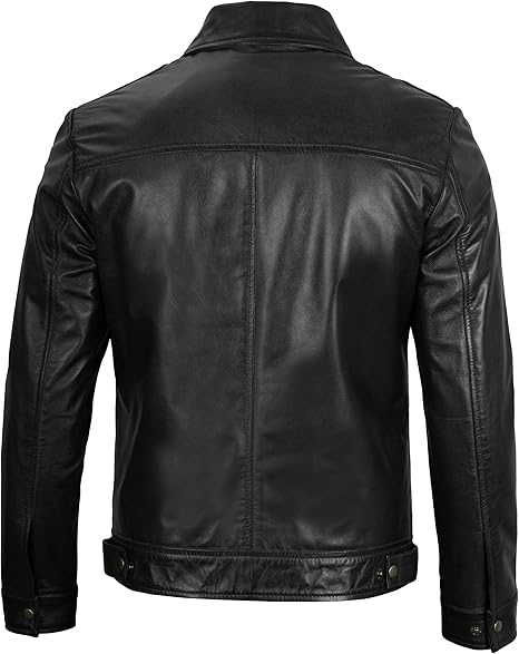 Genuine Leather Shirt Collar Jacket for Men