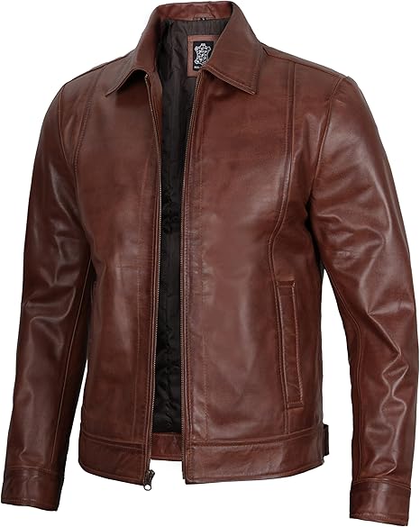 Premium Leather Jacket with Shirt Collar