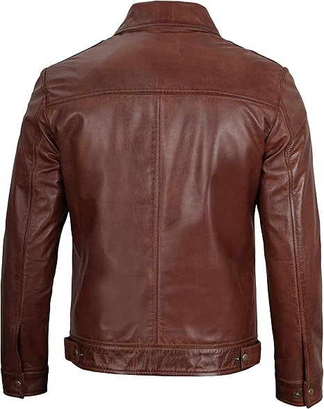Premium Leather Jacket with Shirt Collar