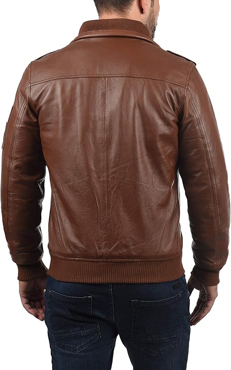 Men's Brown Elegance Bomber Leather Jacket