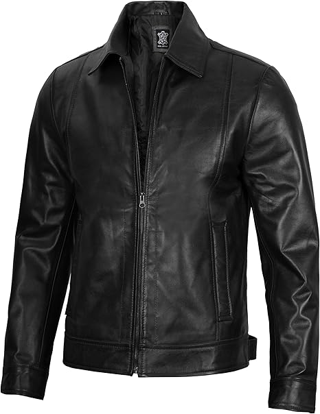 Premium Leather Jacket with Shirt Collar