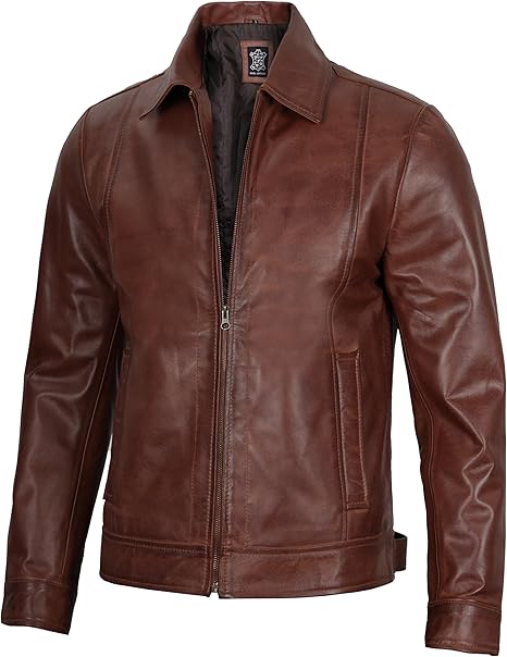 Premium Leather Jacket with Shirt Collar