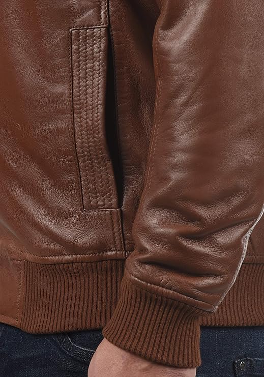 Men's Brown Elegance Bomber Leather Jacket