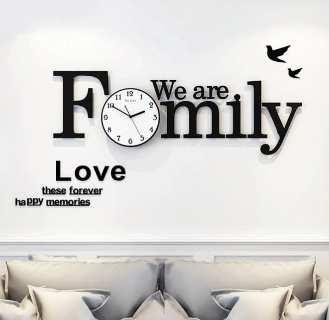 We are Family Clock with White Dial