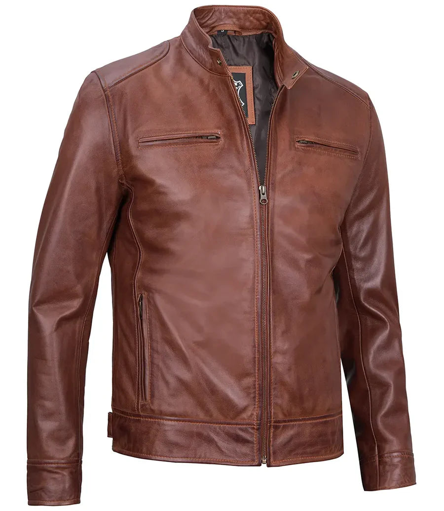 Men's Cafe Racer Leather Jacket
