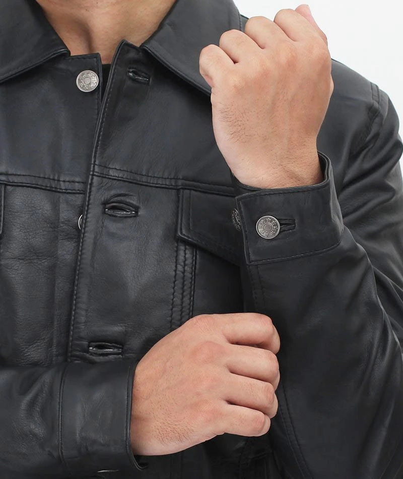 Men's Trucker Leather Jacket