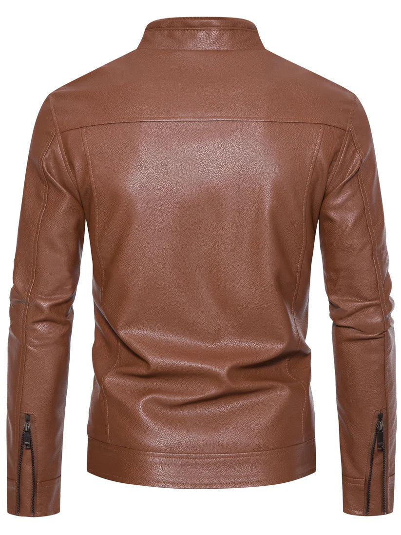 Stylish Leather Jacket for Men with Zip Pockets
