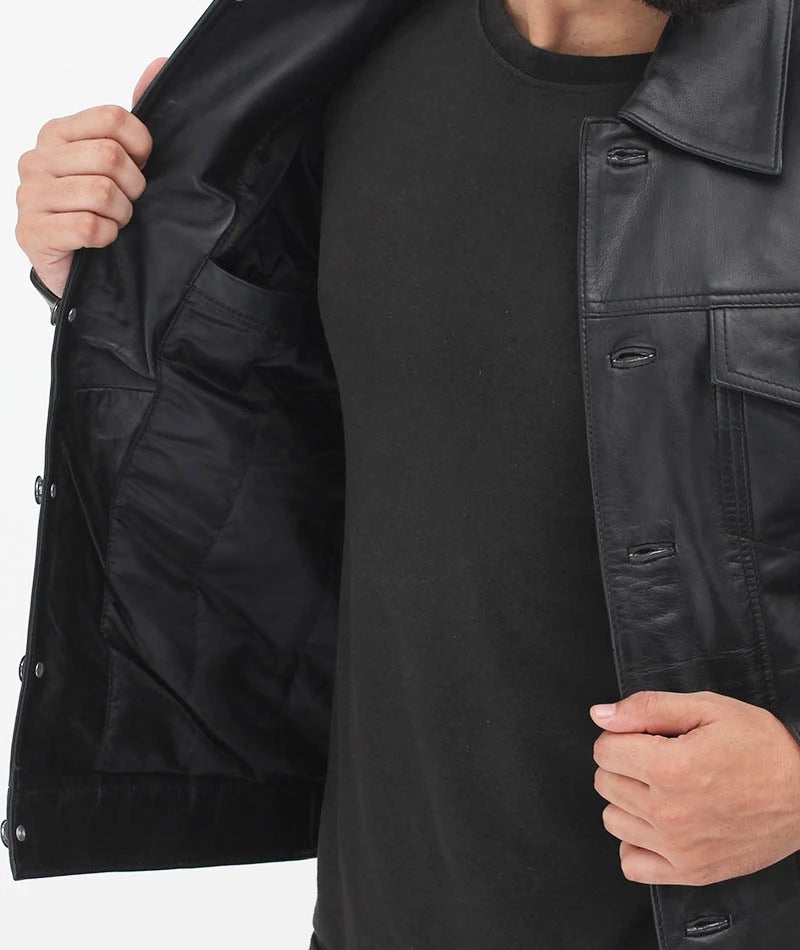 Men's Trucker Leather Jacket