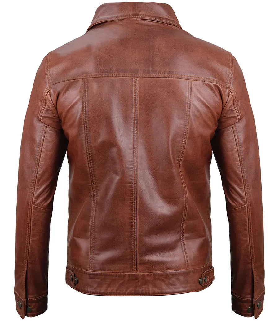 Men's Trucker Leather Jacket