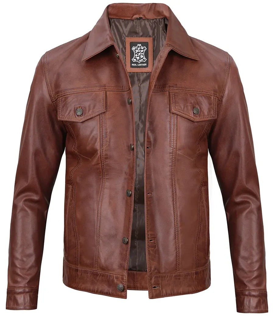 Men's Trucker Leather Jacket