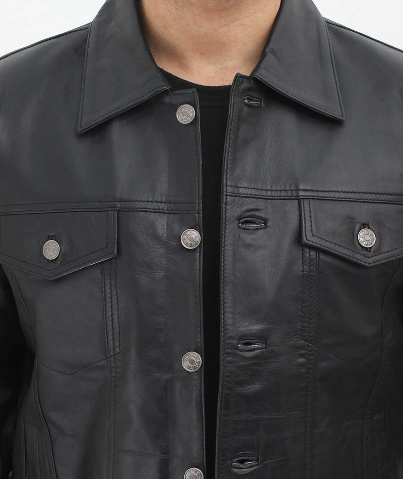 Men's Trucker Leather Jacket